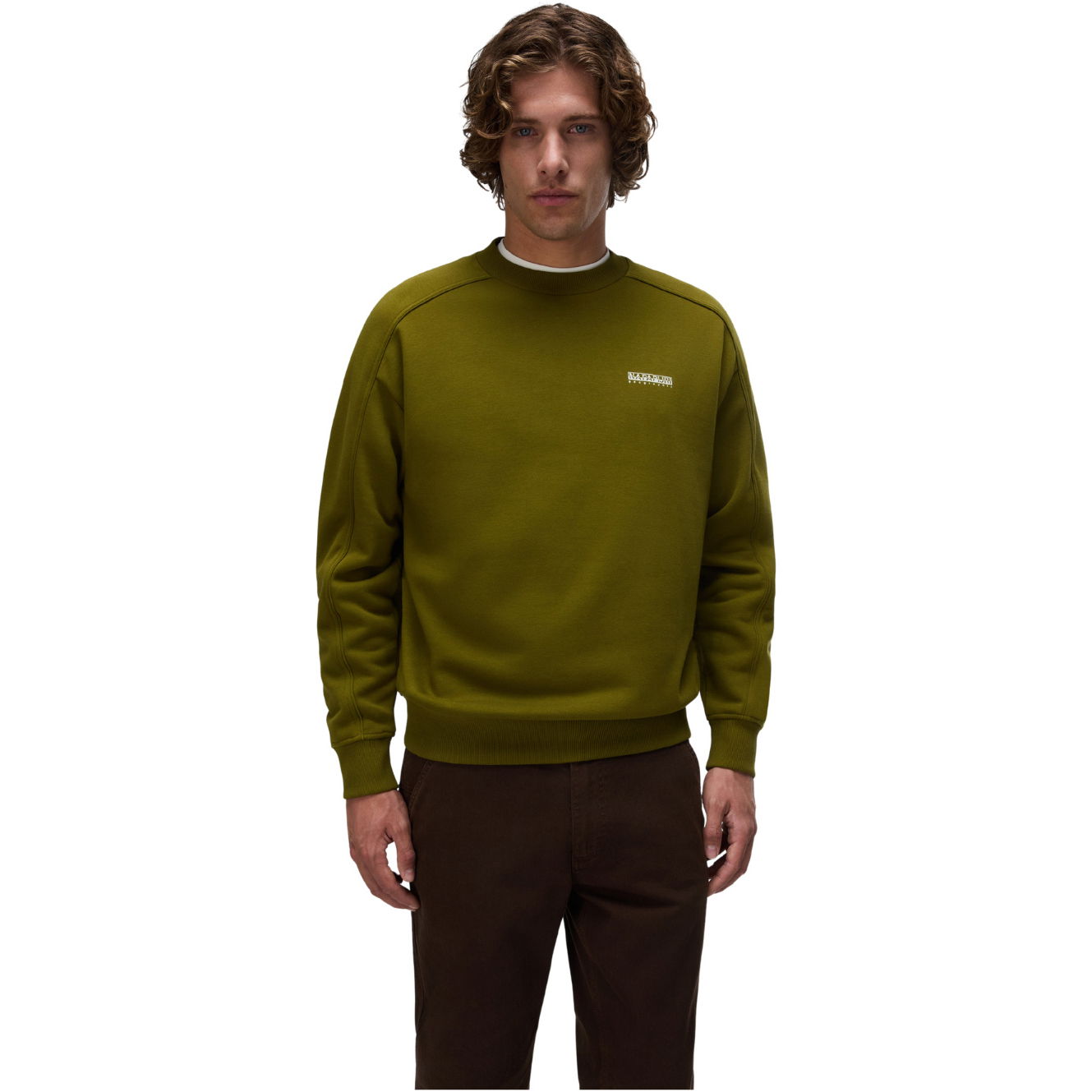2026 Napapijri Mens Teza Crew Sweatshirt NP0A8AHFG4C - Avocado